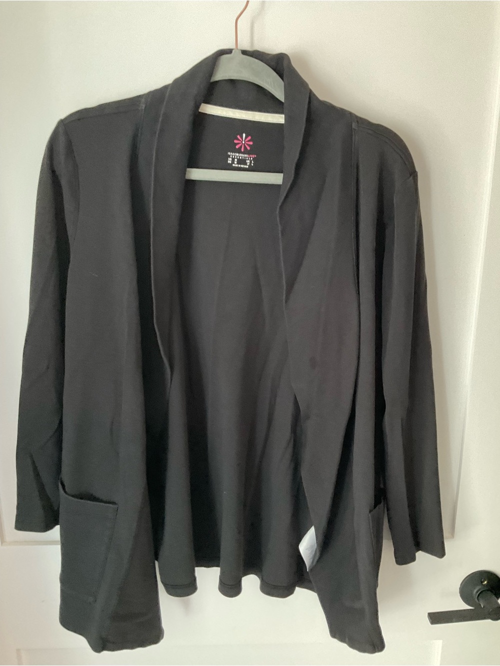 Isaac Mizrahi Black Open-Front Cotton Cardigan